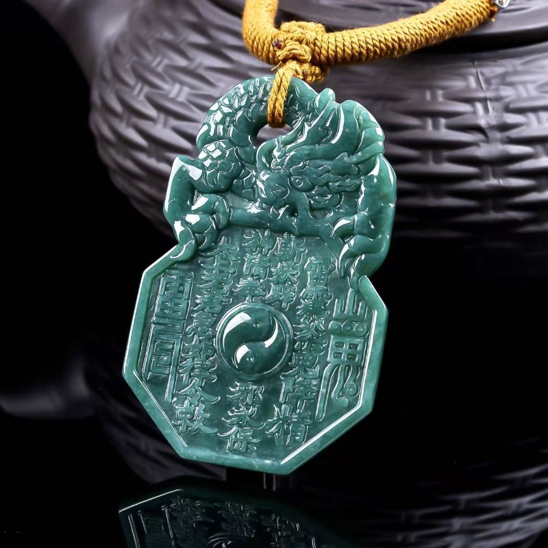 Necklace Pendant - Natural Real Emerald Blue Water Mountain