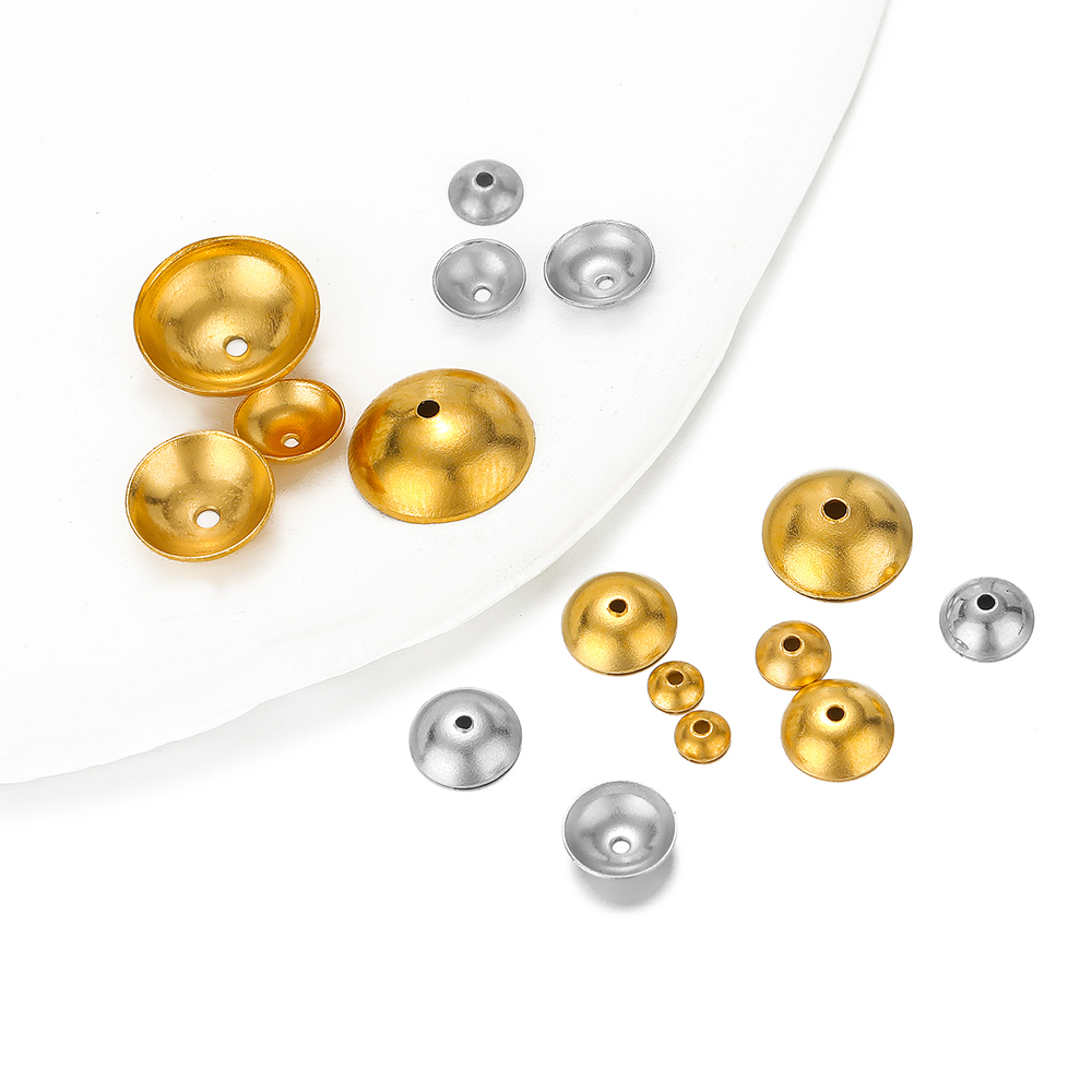 Pearl Necklace - 50-100pcs Stainless Steel Round Bead Caps