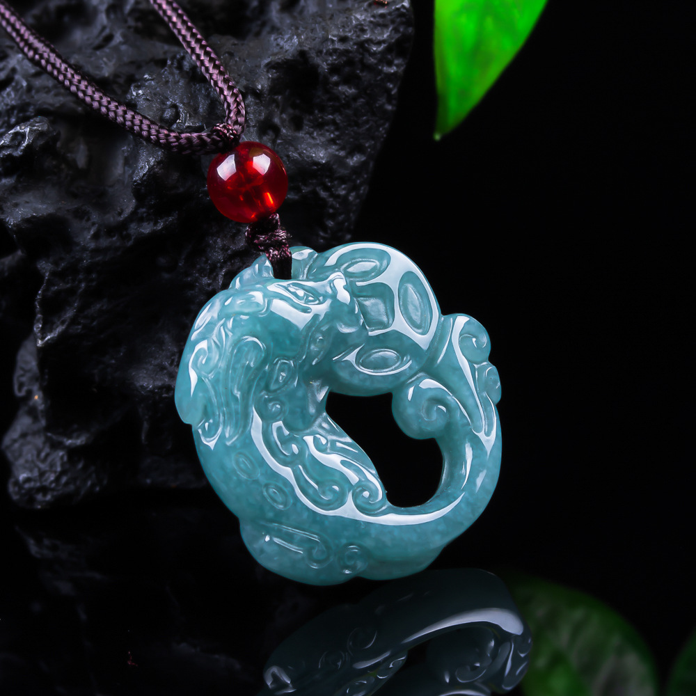 Necklace Pendant - Burmese Jadeite Pixiu Pendant Real Jade
