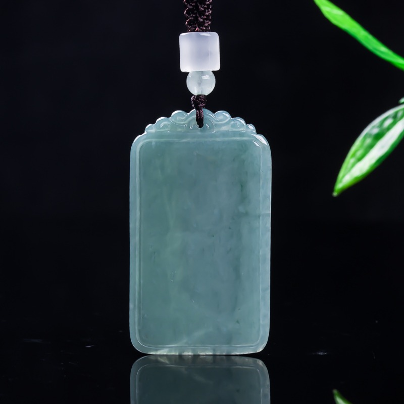 Necklace Pendant - Natural Jade Blue Water Peace Nothing