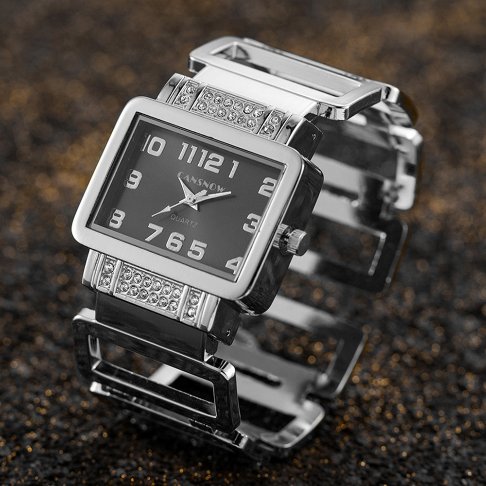 Cansnow Rectangle Ladies Wrist - Jewelry Watches Silver ulasan dan harga