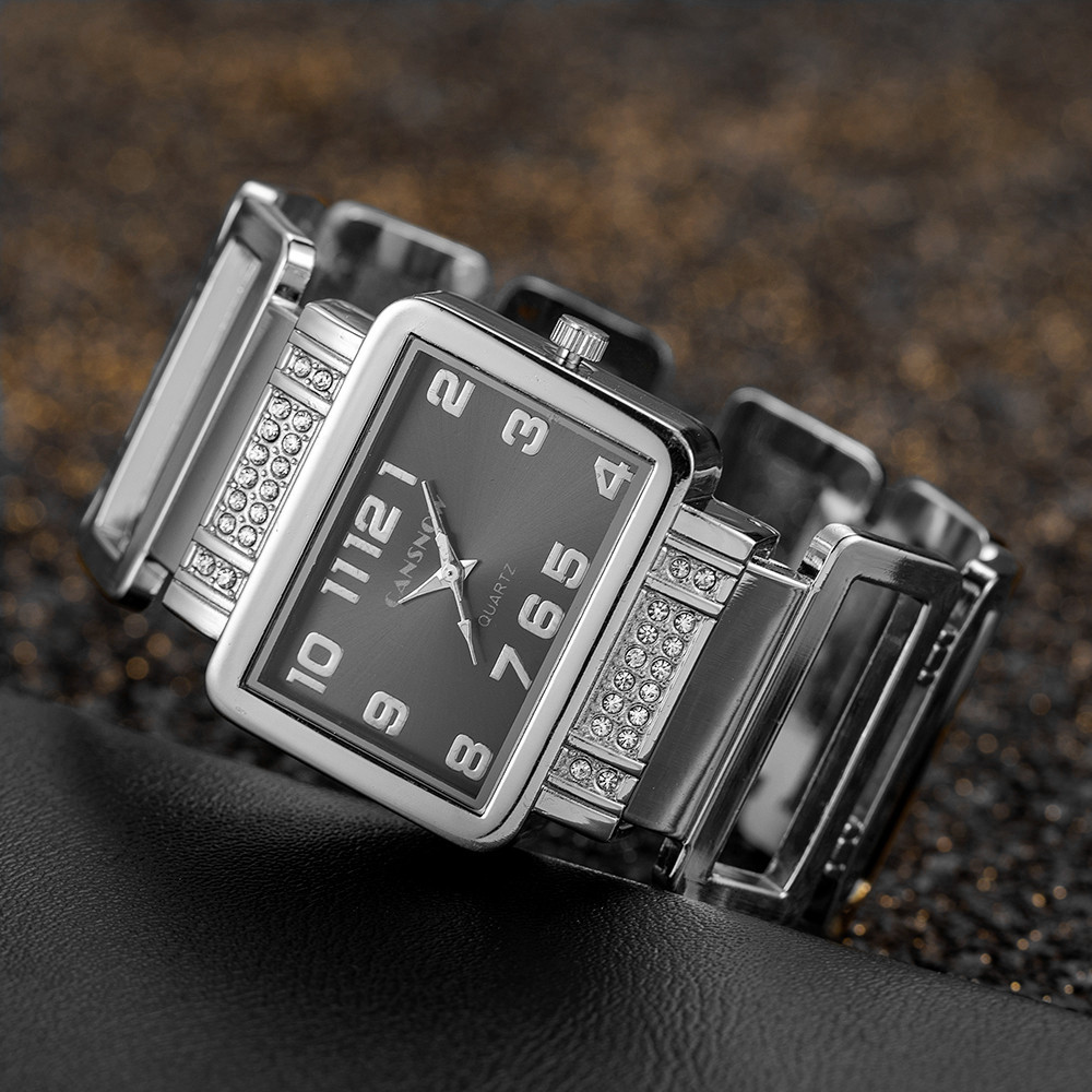 Cansnow Rectangle Ladies Wrist - Jewelry Watches Silver ulasan dan harga