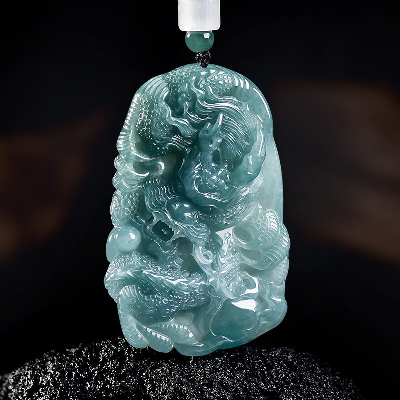 Natural Burmese Jadeite Dragon - Necklace Pendant ulasan dan harga