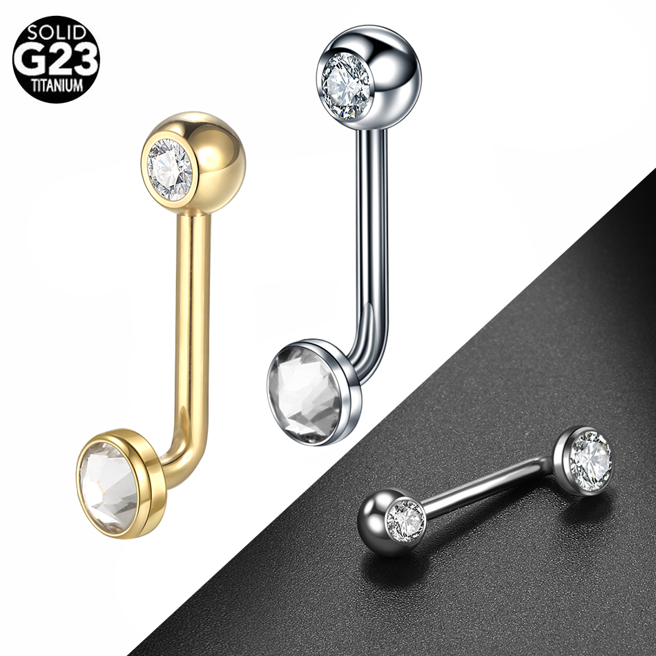 1PC G23 Titanium CZ Curved Bar - Christina Jewelry & Watches Marguerite Ørestik Forgyldt Sølv ulasan dan harga