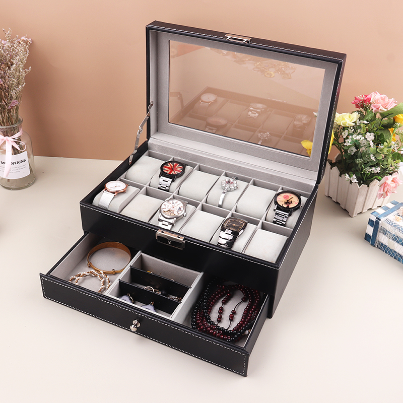 12 Grids Watch Box PU Leather  - Best Jewelry Watches ulasan dan harga