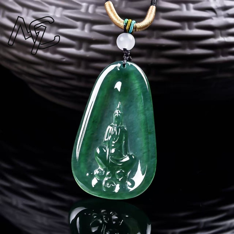 Natural Real Emerald Blue Wate - Necklace Pendant ulasan dan harga
