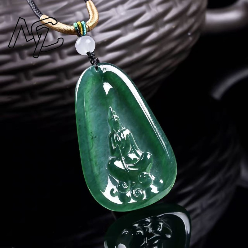 Natural Real Emerald Blue Wate - Necklace Pendant ulasan dan harga