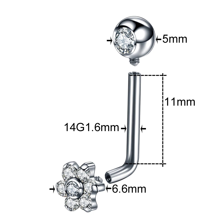 1Pc G23 Titanium Crystal Flowe - Christina Jewelry & Watches Marguerite Ørestik Forgyldt Sølv ulasan dan harga