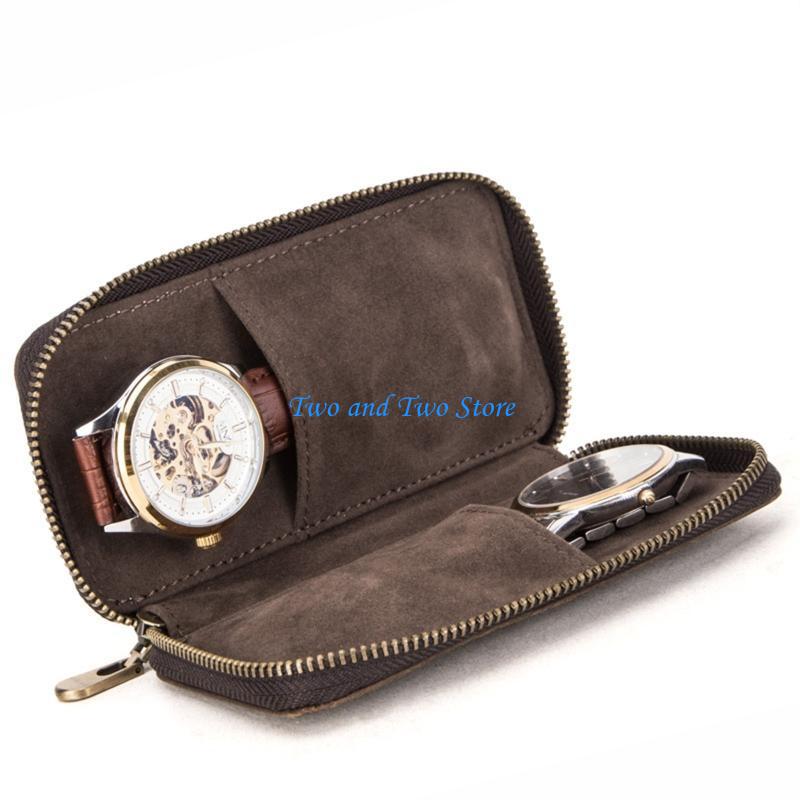 HX6F Rustic Leather 2-Slot Wat - Jewelry Box That Holds Watches ulasan dan harga
