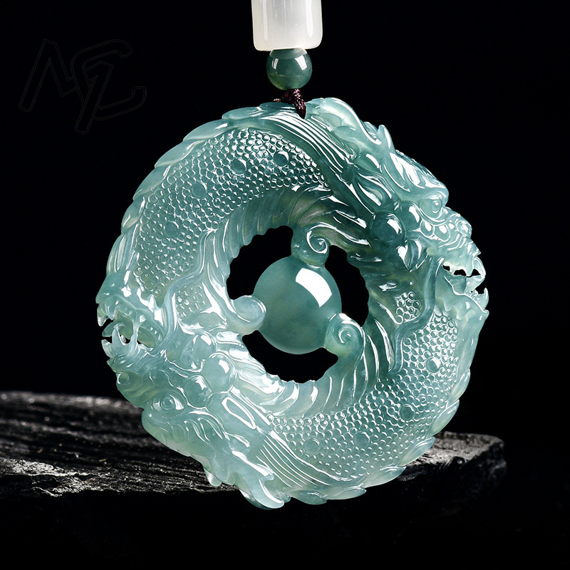 Natural Real Emerald Blue Wate - Necklace Pendant ulasan dan harga