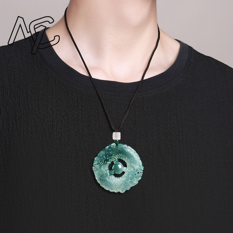 Natural Real Emerald Blue Wate - Necklace Pendant ulasan dan harga