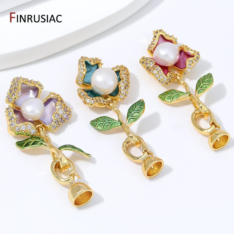 18K Gold Plated Brass Zircon E - Pearl Necklace ulasan dan harga