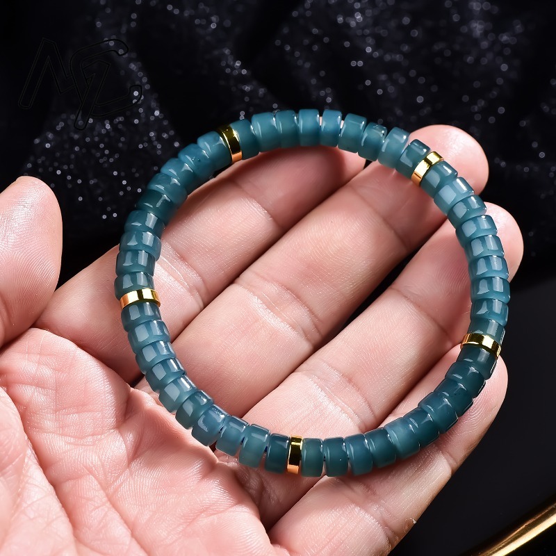Natural Jadeite Blue Water Aba - Charm Bracelet Beads ulasan dan harga
