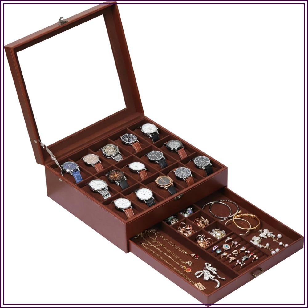 2-Layer Watch Box with Lock, H - Jewelry Box That Holds Watches ulasan dan harga