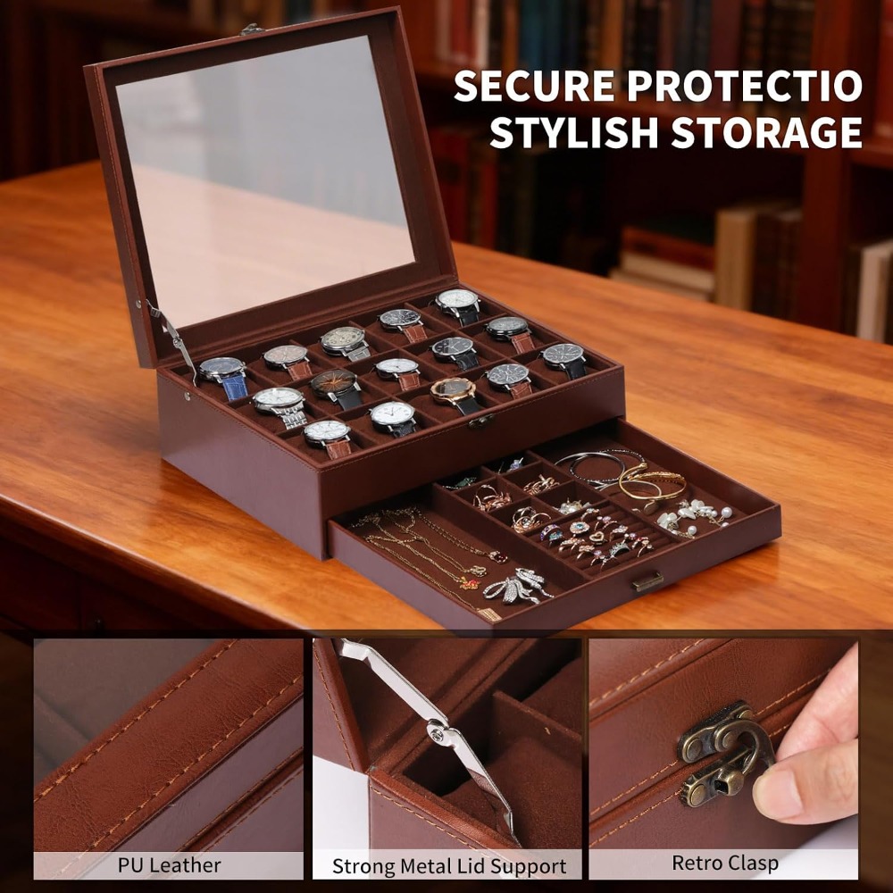 2-Layer Watch Box with Lock, H - Jewelry Box That Holds Watches ulasan dan harga