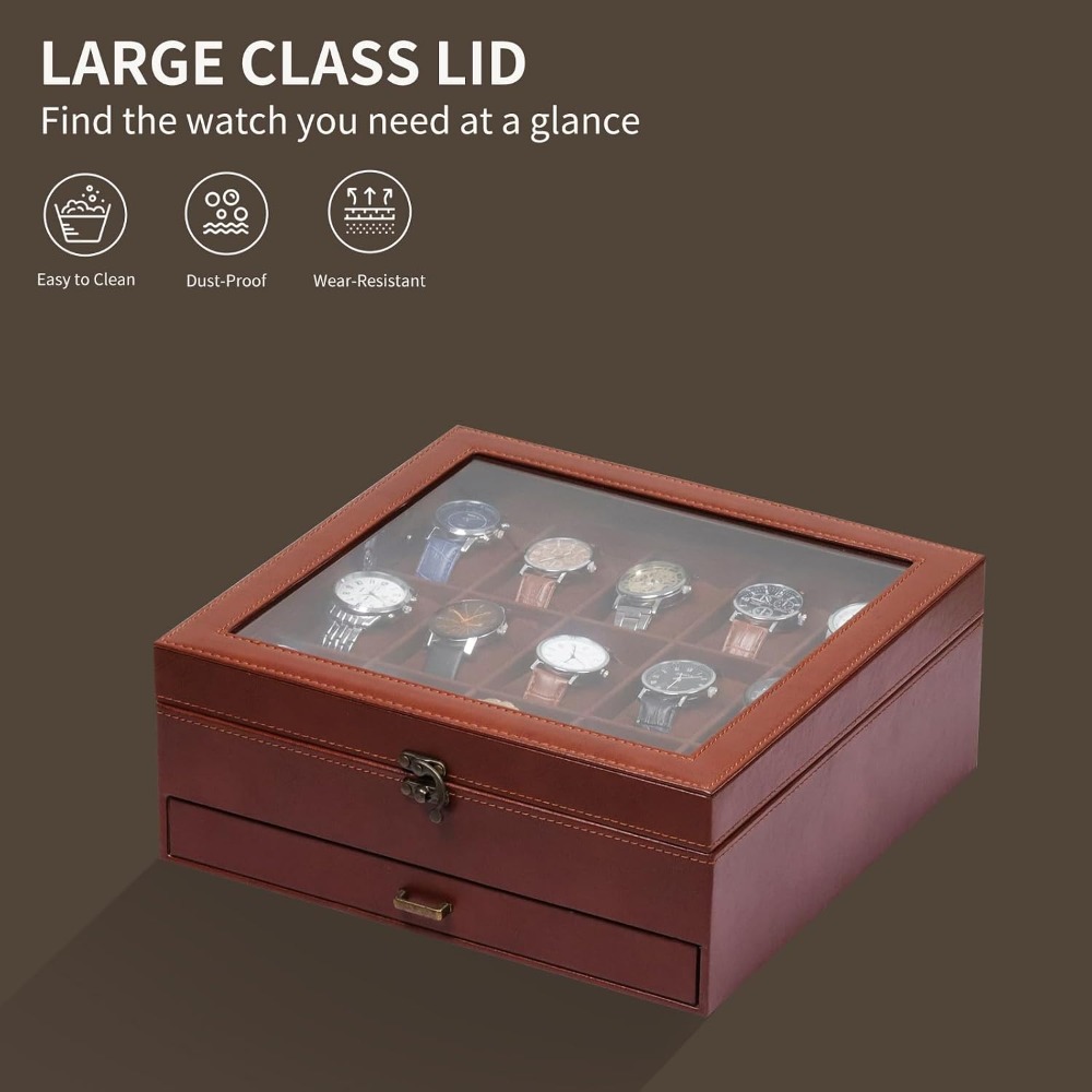 2-Layer Watch Box with Lock, H - Jewelry Box That Holds Watches ulasan dan harga
