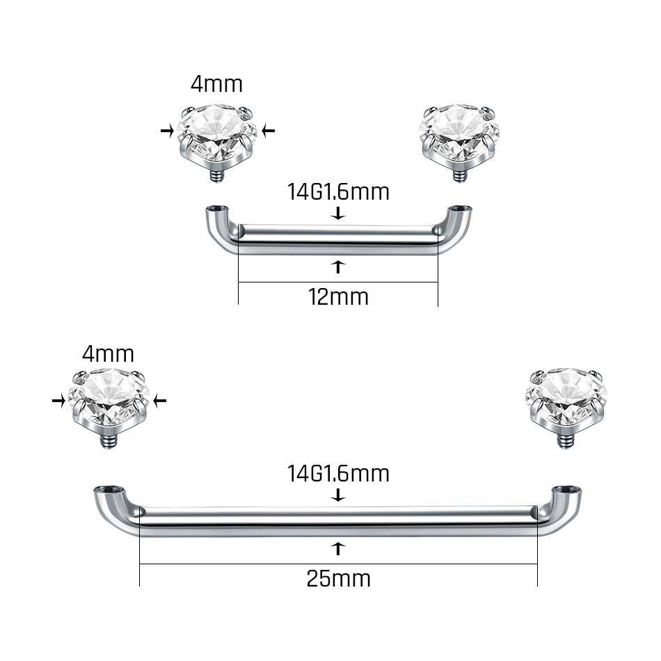 1PC Titanium Surface Piercing  - Christina Jewelry & Watches Marguerite Ørestik Forgyldt Sølv ulasan dan harga