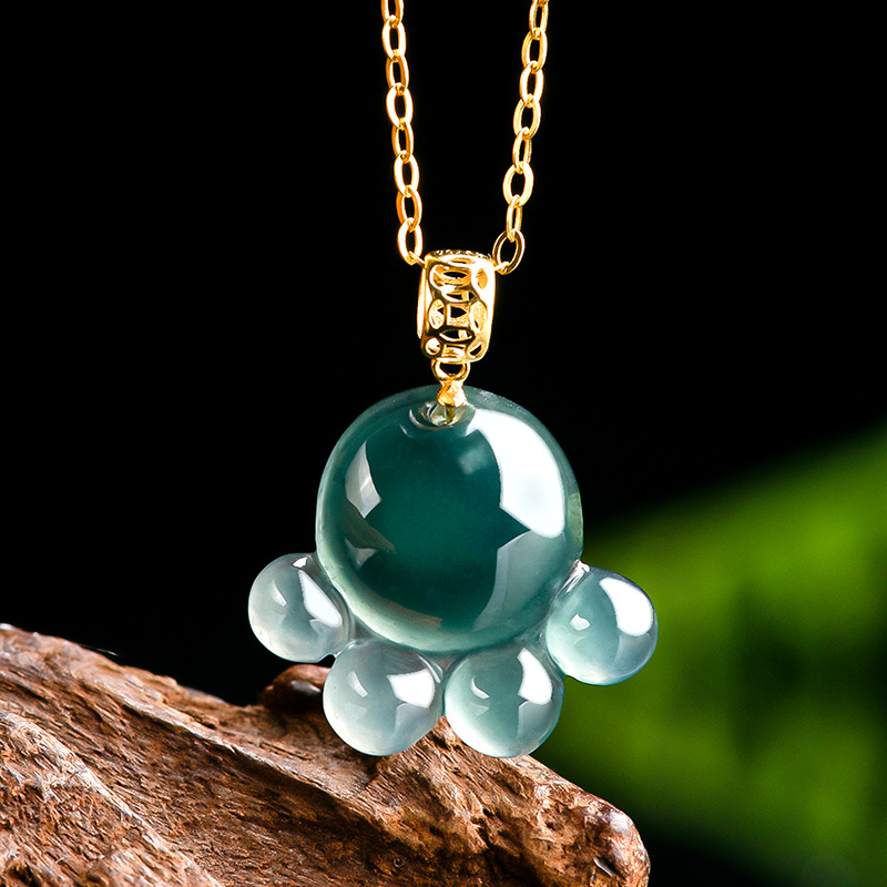 Natural Real Emerald Blue Wate - Necklace Pendant ulasan dan harga