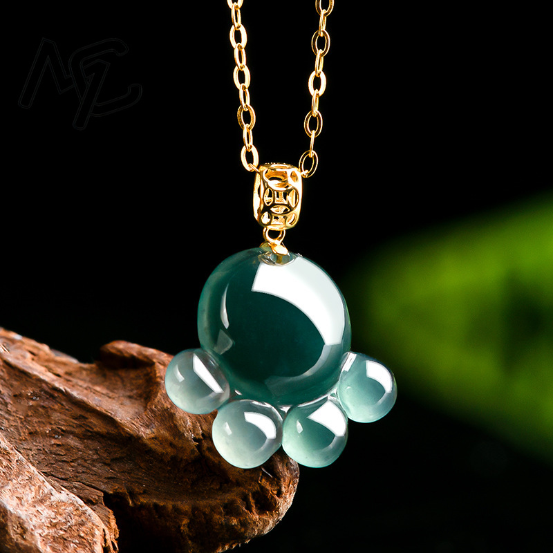 Natural Real Emerald Blue Wate - Necklace Pendant ulasan dan harga