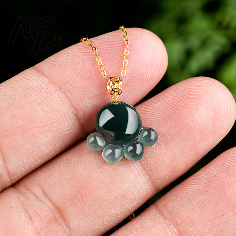 Natural Real Emerald Blue Wate - Necklace Pendant ulasan dan harga