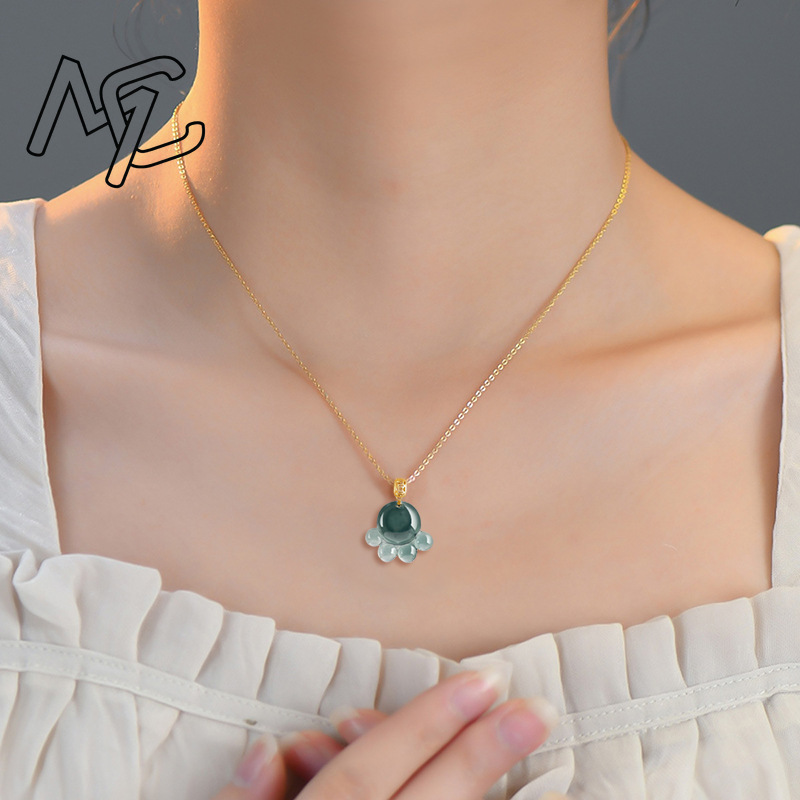 Natural Real Emerald Blue Wate - Necklace Pendant ulasan dan harga